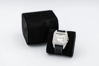 Cartier Santos 100XL 41mm Black Leather 3774 Circa 2010