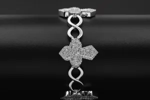 9ct White Gold Diamond Cross Bracelet 5.50ct