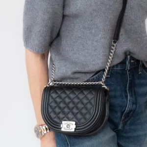 Chanel Black Caviar Quilted Small Boy Messenger Bag