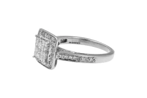 9ct White Gold Princess Cut Engagement Ring 0.90ct