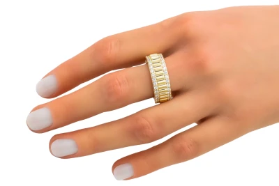 9ct Yellow Gold Double Row Diamond Band 0.91ct