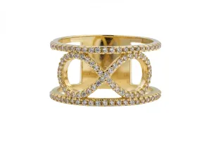 9ct Yellow Gold Cubic Zirconia Infinity Ring 3.4g