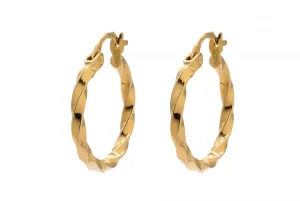 9ct Yellow Gold Twisted Hoop Earrings 1.2g