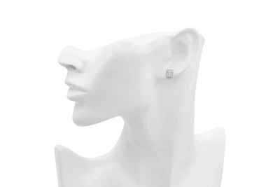 9ct White Gold Baguette & Round Diamond Stud Earrings 0.71ct