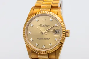 Rolex DateJust 31mm 18ct Yellow Gold Presidential 68278 1995