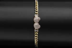 9ct Yellow Gold Cubic Zirconia Children's Bracelet Boxing Gloves 12.9g
