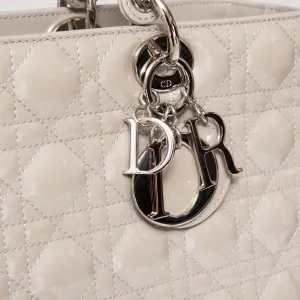 Dior Large Lady Dior Grey Patent Leather Bag