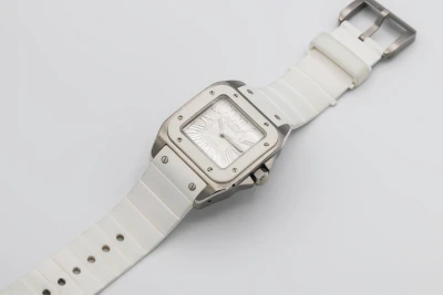 Cartier Santos 100 Midi 33mm White Rubber 2878 Circa 2010