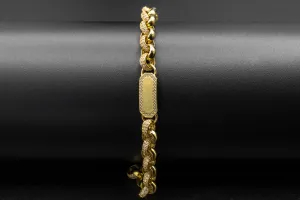 9ct Yellow Gold CZ ID Belcher Design Children's Bracelet 14.1g