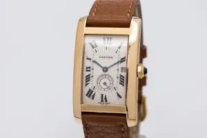 Cartier Tank Americaine 24mm 18ct Yellow Gold Brown Leather W2600951 Circa 2000s