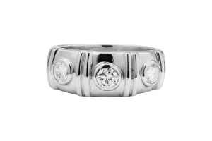 Bezel Set Triple Diamond Ring in 18ct White Gold 0.60ct