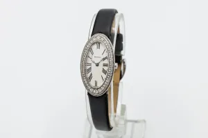 Tiffany & Co Cocktail Watch 22x35mm 18ct White Gold Black Leather Circa 1990s