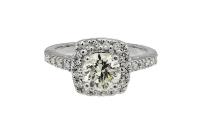 Platinum Halo Brilliant Round Diamond Engagement Ring 1.45ct J VS1 W.G.I Certified