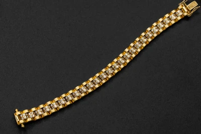 9ct Yellow Gold Stone-Set Presidential Children’s Bracelet 20.4g