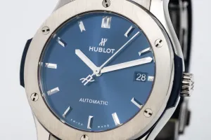 Hublot Classic Fusion 45mm Blue Rubber Bracelet 511.NX.7170.LR 2017