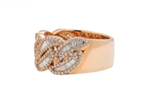 9ct Rose Gold Diamond Cuban Mens Ring 1.07ct