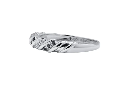 9ct White Gold Micro Pave Black and White Diamond Ring 0.10ct