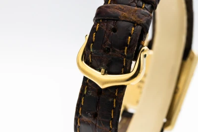 Cartier Tank Vermeil 20mm Silver Gold Plated Brown Leather 5057001 1993