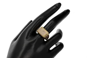 9ct Yellow Gold CZ Rectangular Signet Ring 7.2g