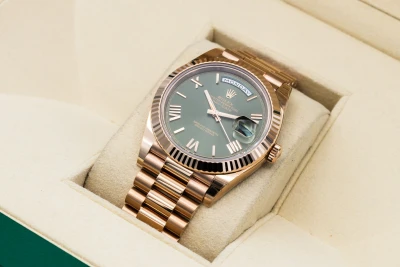 Rolex Day-Date 40mm 'Olive' 18ct Rose Gold Presidential 228235 2019 Unworn