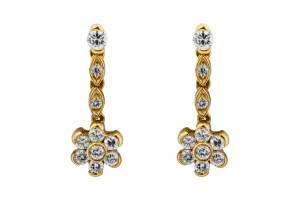 18ct Yellow Gold Diamond Drop Down Earrings 0.20ct  2.9g