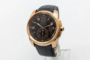 Cartier Calibre De Cartier 42mm Black Leather W7100007 Circa 2010