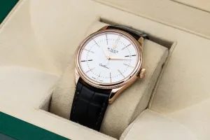 Rolex Cellini 39mm Black Leather 18ct Rose Gold 50505 2019