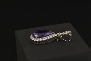 18ct White Gold Diamond & Tanzanite Dyach Drop Pendant 8.37ct