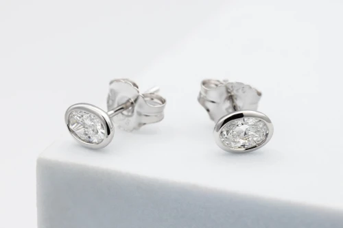 Sterling Silver Lab Grown Oval Cut Diamond Stud Earrings 1.02ct