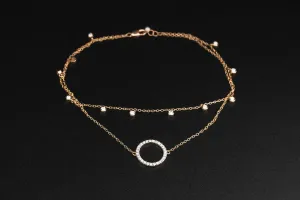 9ct Rose Gold Diamond Anklet 0.59cts