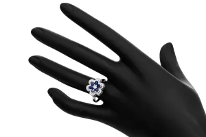 18ct White Gold, Sapphire & Diamond Flower Jewellery Set