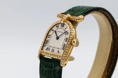 Cartier Calandre 22mm Green Leather 40040 Circa 1980s