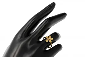18ct Yellow Gold Diamond Flower Ring 0.32cts 2.5g