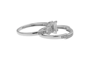 9ct White Gold Diamond Engagement Ring and Band Set 0.25ct 3.7g