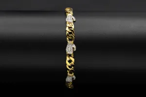 9ct Yellow Gold Cubic Zirconia Boxing Gloves Children's Bracelet 7.6g