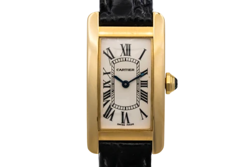 Cartier Tank Americaine 19mm Black Leather W2601556 Circa 2000s