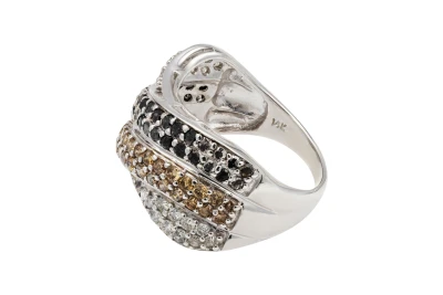 14ct White Gold Multi Colour Diamond Wave Ring 0.98ct 5.9g