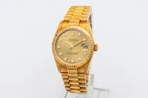 Rolex DateJust 31mm 18ct Yellow Gold Presidential 68278 1995