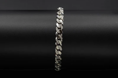 18ct White Gold Diamond Curb Chain Bracelet 1.05cts VS