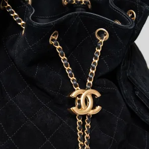Chanel 25 Medium Black Suede Hobo Bag 2025