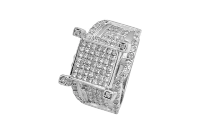 14ct White Gold Princess & Round Cut Diamond Statement Ring 2.50ct