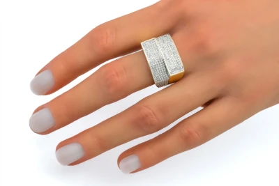 9ct Yellow Gold Diamond 2 Row Micro-Pave 0.70ct