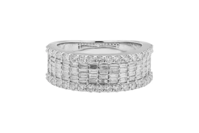 18ct White Gold Baguette Diamond Mens Ring 1.48ct