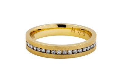 14ct Yellow Gold Satin Channel Set Diamond Wedding Band 0.50ct