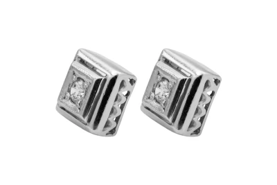 18ct White Gold Diamond Square Stud Earrings  0.10ct 3.2g