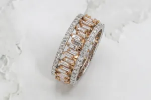 18ct White Gold & Rose Gold Baguette Ring 2.20ct