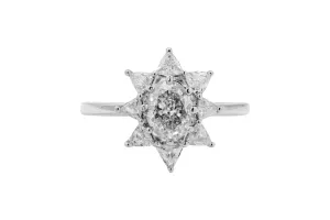 18ct White Gold Art Deco Diamond Ring 1.48ct