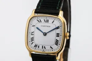 Cartier Chambord 27mm 18ct Yellow Gold Black Leather 10715 Circa 1970s