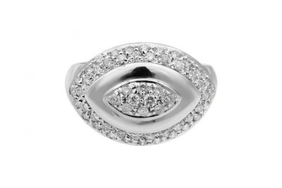 14ct White Gold Diamond Evil Eye Ring 0.28ct 6.8g