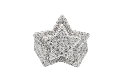 14ct Yellow Gold Diamond Star Ring 3.10ct